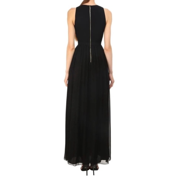 KATE SPADE New York Silk Chiffon Belted Sleeveless Fit-N-Flare Maxi Dress, Black - Picture 2 of 6